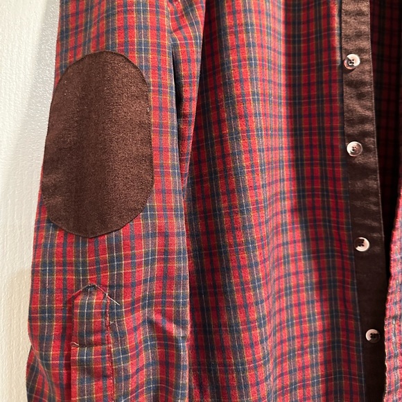 Men red plaid buffalo board medium trail shirt elbow patches - Picture 3 of 6